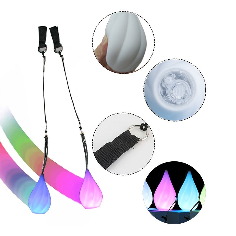 LED Poi Balls Soft Spinning Glow Poi Rainbow Fade High Strobe for Beginners Professionals Dance Performance Entertainment Gift