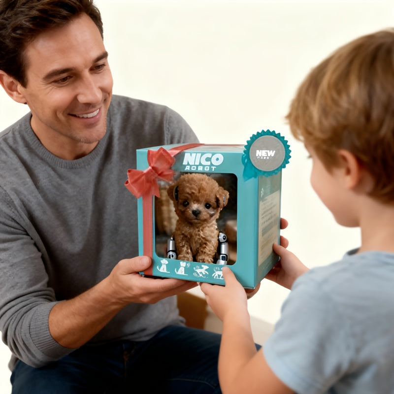 Realistic Robot Puppy Toy - Lifelike Interactive Dog Walks Barks Wags Tail, Soft Plush AI Pet for Kids, Birthday Halloween Christmas Gift for Boys Girls Ages 3+