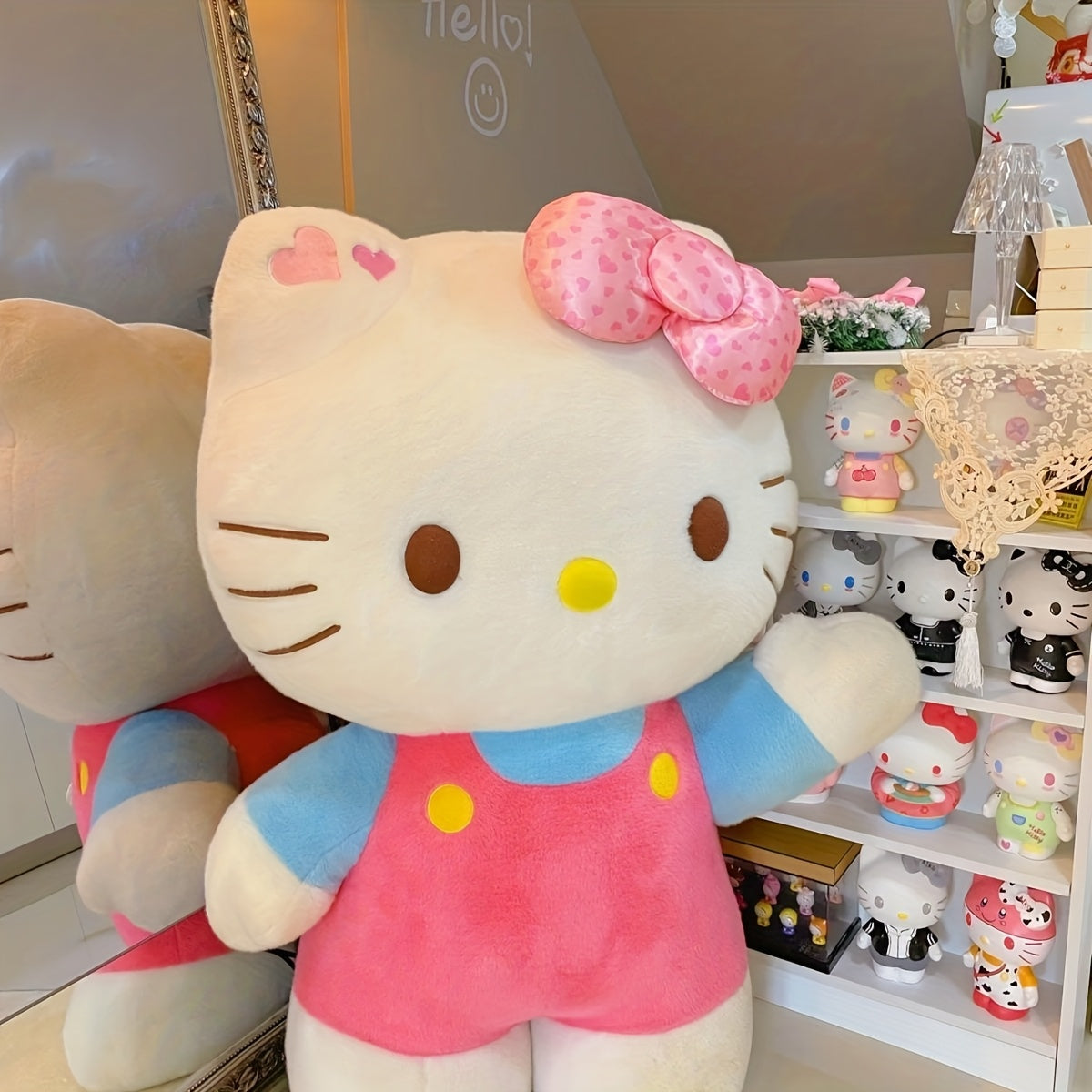 Hello Kitty Large Plush Doll 40cm Stuffed Toy Soft Anime Pillow Cute Kawaii Cat Gift for Girls Kids Holiday Birthday Christmas