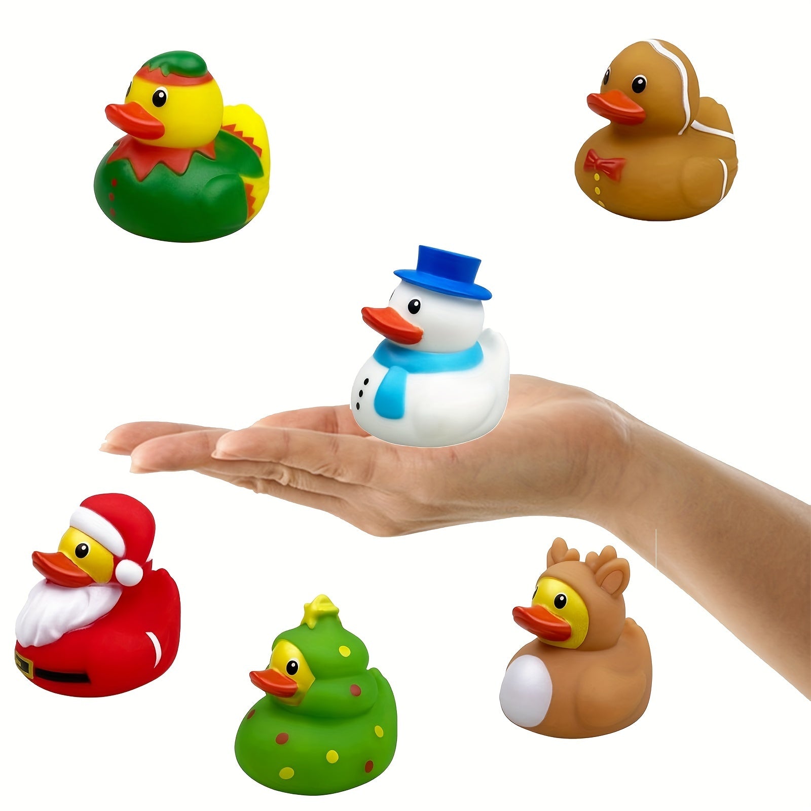 Christmas Light-Up Duck Bath Toys 6 Pack – Glowing Rubber Duckies for Kids & Toddlers, Boys & Girls, Christmas Stocking Stuffers, Halloween & Holiday Party Favors, Random Colors