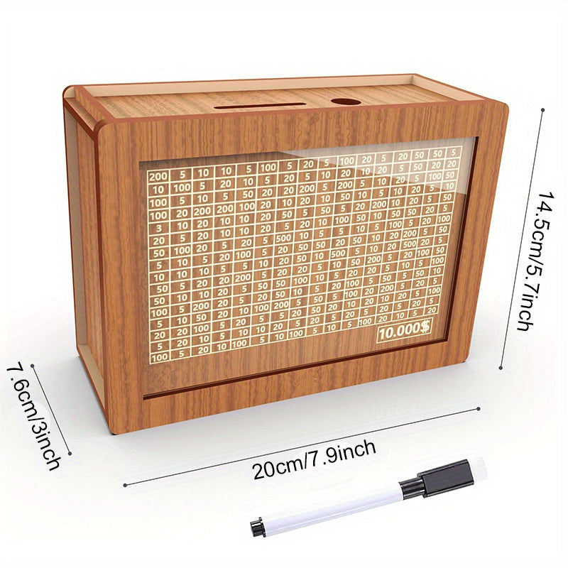 Wooden Savings Bank with Digital Counter 2 Sets – 7.87x5.7 Inch Coin Bank Holds $10,000 Adult Savings Goal Piggy Bank Gift for Friends Family