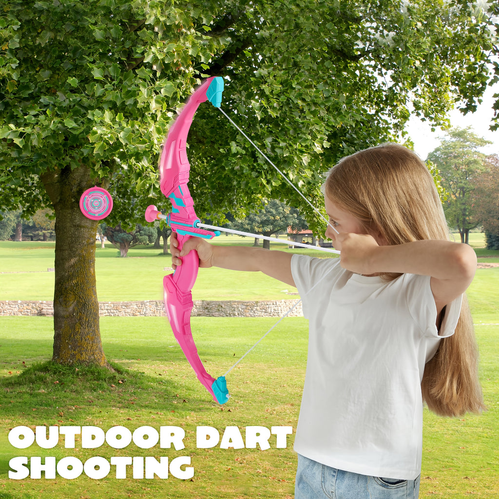 Kids LED Light Up Bow and Arrow Archery Set Ages 6-12 with 9 Suction Cup Arrows Targets Case ASTM Certified Indoor Outdoor Birthday Christmas Gift Boys Girls