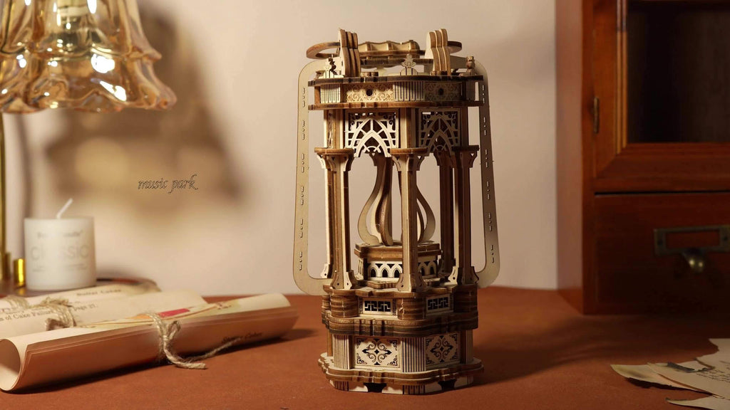 3D Wooden Puzzle Rotating Vintage LED Lantern Kit – Hands-On Building Activity, Mechanical Model, Desk Decor & Christmas Birthday Gift for Kids Adults