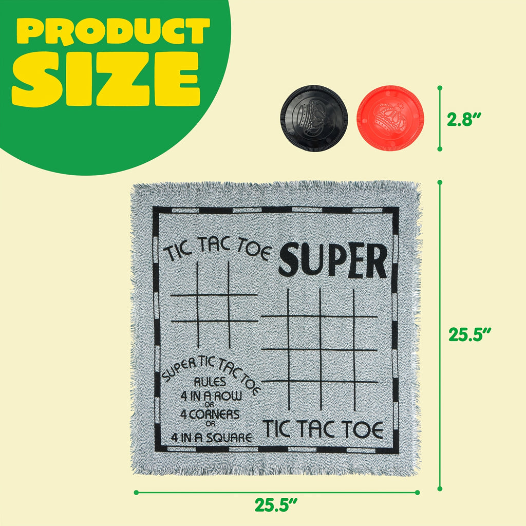 3-in-1 Giant Checkers and Tic Tac Toe Game Set with Reversible Mat 24 Oversized Chips Family Lawn Game Indoor Outdoor BBQ Party Easter Birthday Gift Ages 3+
