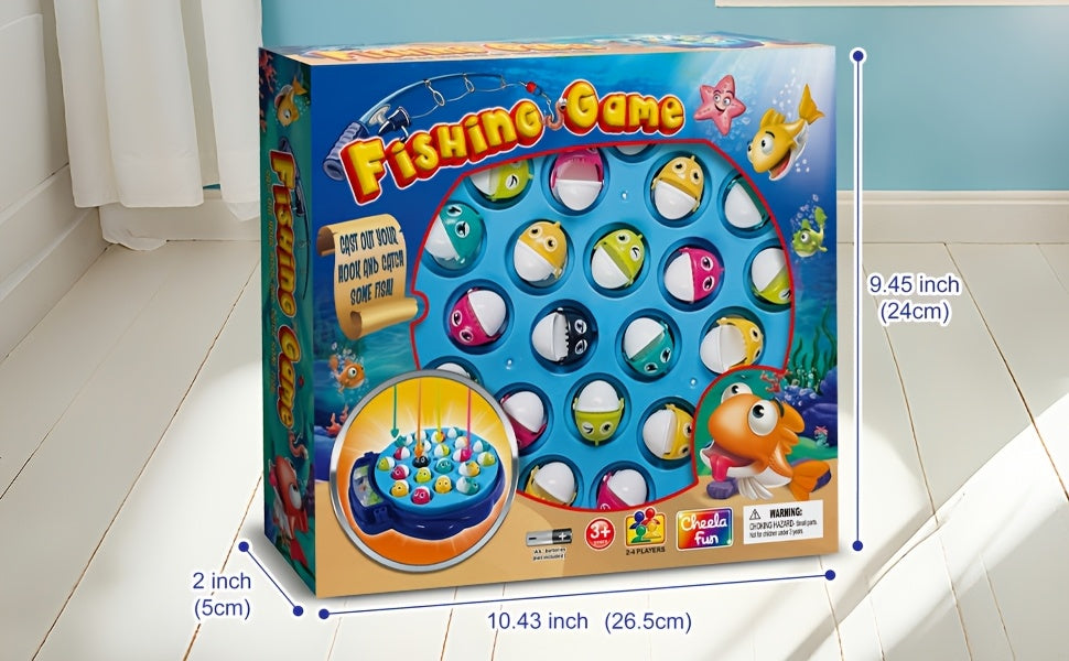Kids Fishing Game Rotating Board 21 Fish 4 Rods - Fast-Action 2-4 Player Toy for Toddlers Ages 3+, Birthday Easter Holiday Gift for Boys & Girls
