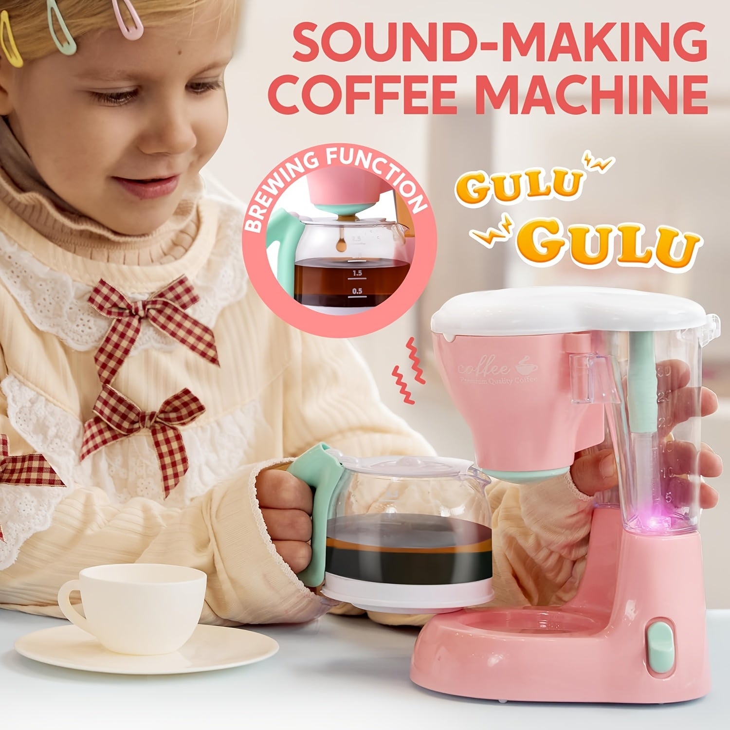 Kids Play Kitchen Toy Set with Coffee Maker, Mixer & Toaster – 25-Piece Pretend Play Appliance Toys with Utensils Plates Cups for Toddlers Ages 3+ Birthday Gift