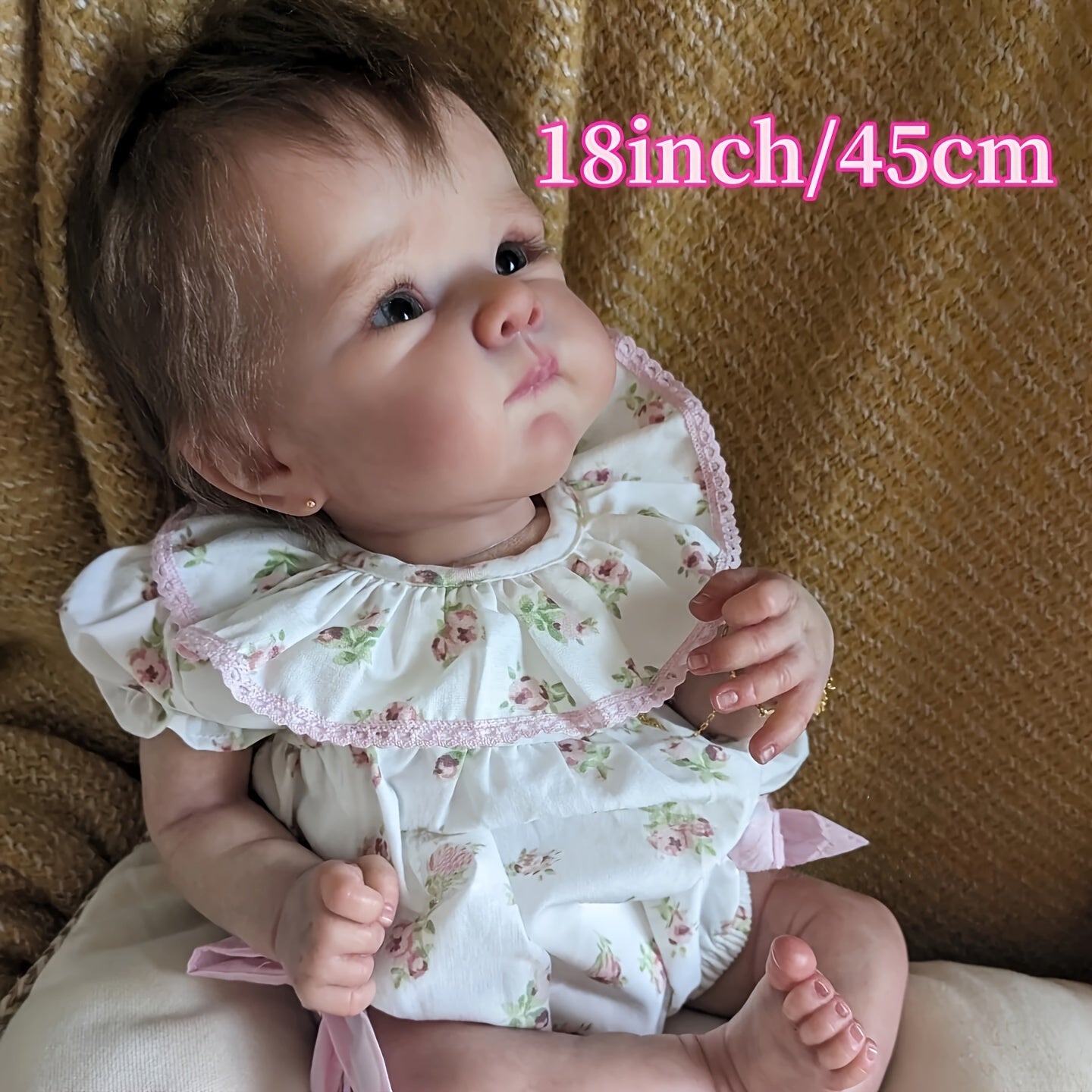 Sleeping Reborn Baby Doll 18 Inch Hand-Rooted Hair Hand-Painted Veins – Lifelike Newborn with Outfit Pacifier Bottle Diaper Birth Certificate Kids Birthday Christmas Gift