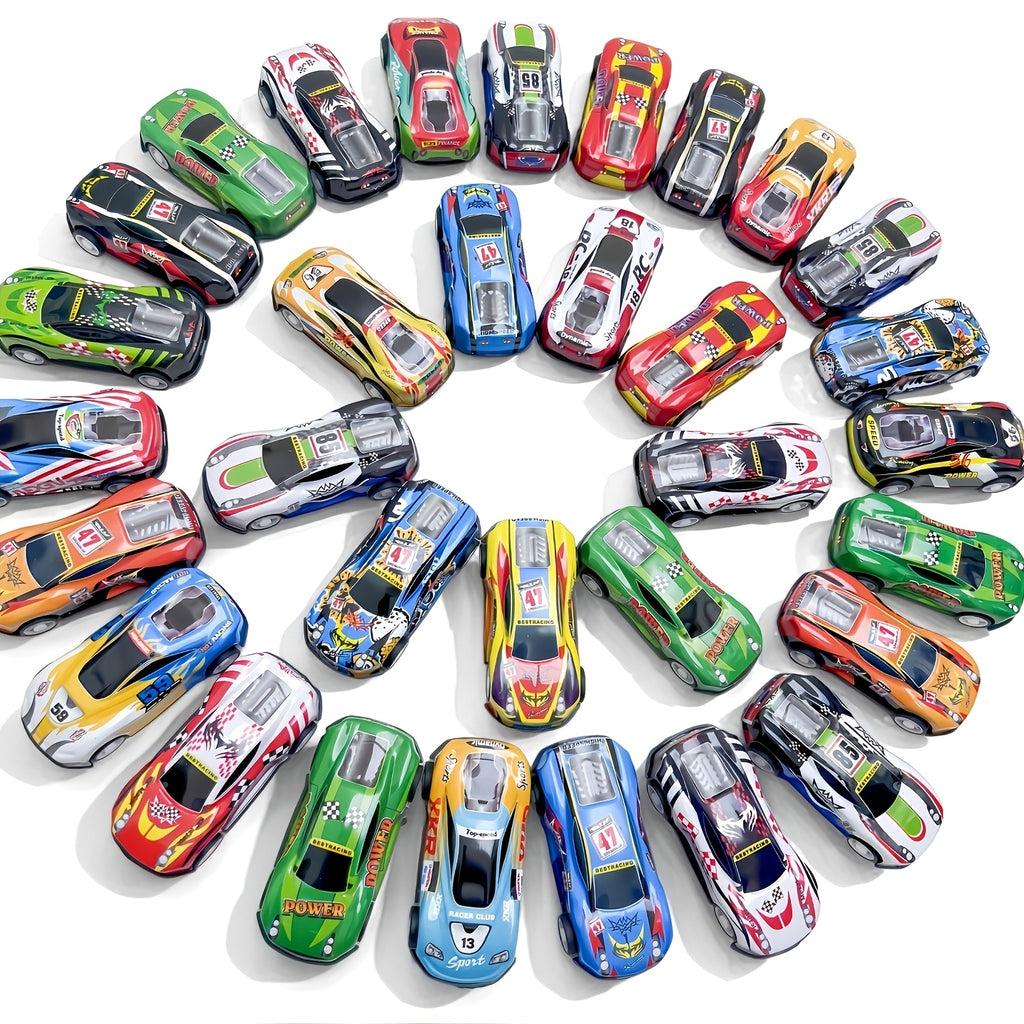 Pull Back Cars 60pcs Mini Race Car Set with Storage Box Foldable City Play Mat Traffic Signs - No Battery Tin Toy Gift for Boys Girls Ages 3+