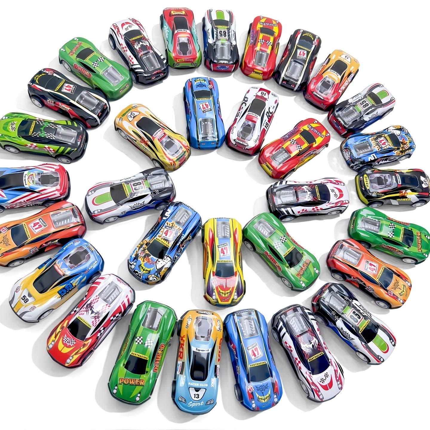 Pull Back Cars 60pcs Mini Race Car Set with Storage Box Foldable City Play Mat Traffic Signs - No Battery Tin Toy Gift for Boys Girls Ages 3+