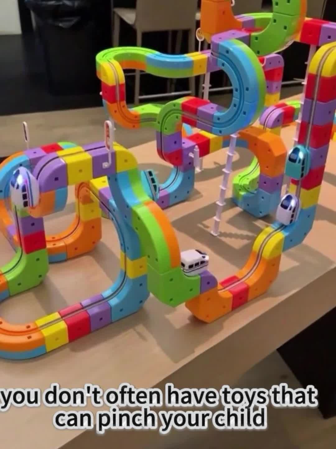 3D Gravity Magic Track Train Set DIY Deformable Racing Track STEM Building Toy with Blocks Traffic Lights for Kids Ages 3 4 5 Indoor Outdoor Birthday Gift