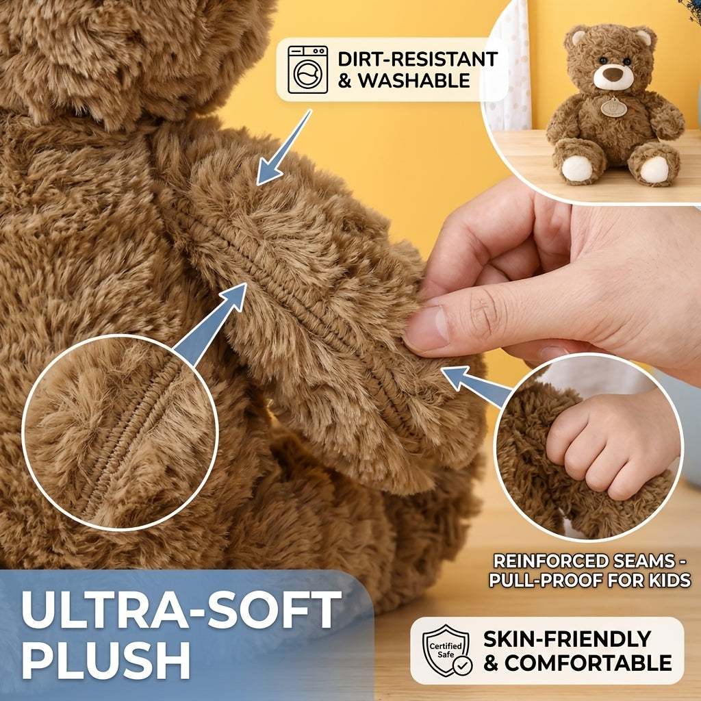 Realistic Teddy Bear Stuffed Animal Plush Toy - Super Soft Cute Huggable Bear Plushie for Room Decor, Birthday Christmas Holiday Gift for Kids Adults Friends Family, Brown & Beige