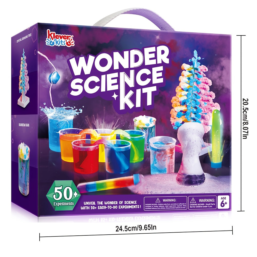 STEM Science Kit for Kids with 50+ Experiments - Crystal Tree Growing Kit, Lava Lamp, Volcano & Chemistry Lab Activities, Educational Science Toy for Boys Girls Ages 6-12, Birthday Christmas Gift