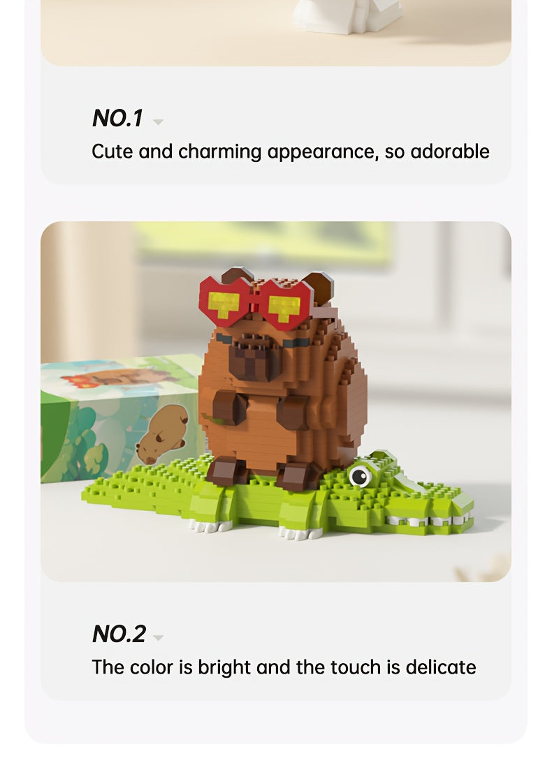 Capybara Micro Building Blocks 562pcs Miniature Collector Edition DIY Desk Decor Stress Relief Toy - Multiple Themes - Birthday Easter Christmas Gift for Boys Girls Teens Adults