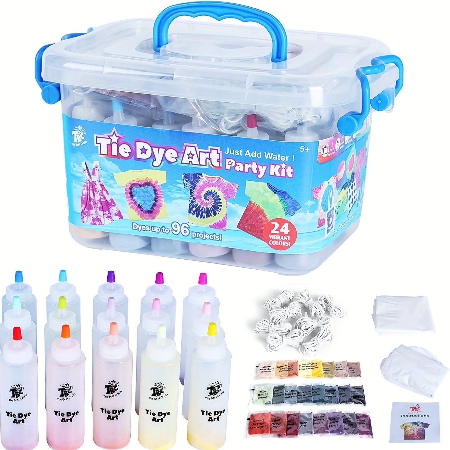 Tie-Dye Kit 24 Colors All-in-One Set for Kids Teens & Adults – Non-Toxic DIY Tie Dye Art Kit with Squeeze Bottles, Gloves & Rubber Bands, Fun Family Activity & Birthday Gift