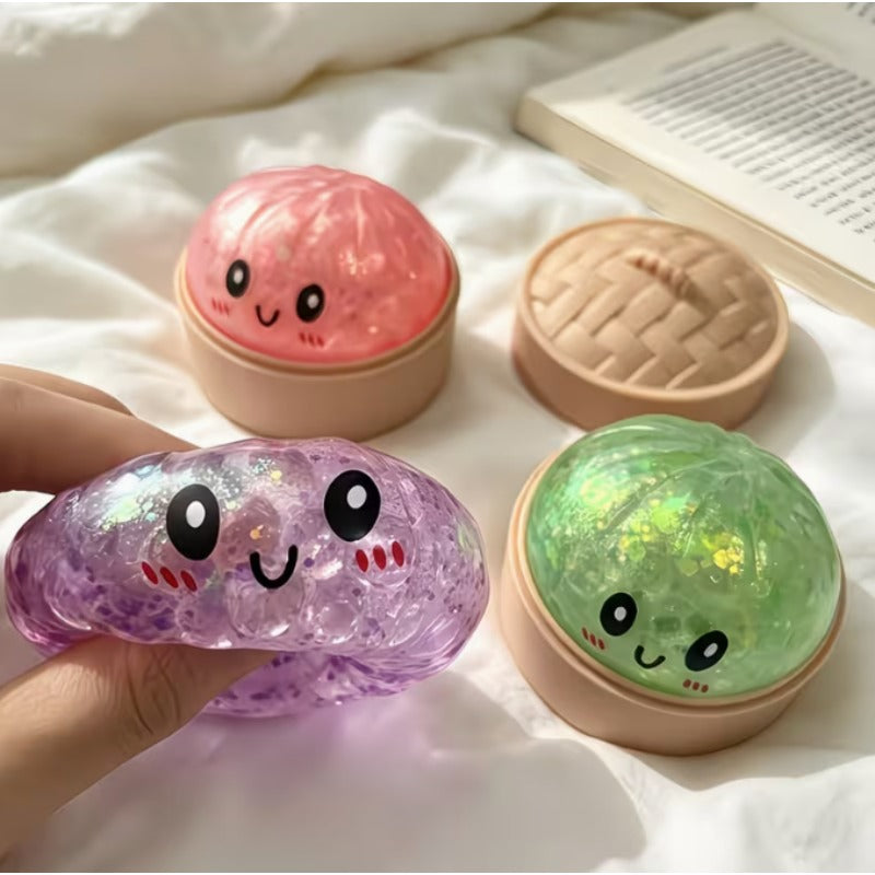 Glow in the Dark Squishy Toy Set 12pcs – Slow Rise Steamed Bun Potsticker Sensory Squeeze Toys Halloween Party Favor for Kids Random Color Kawaii Food