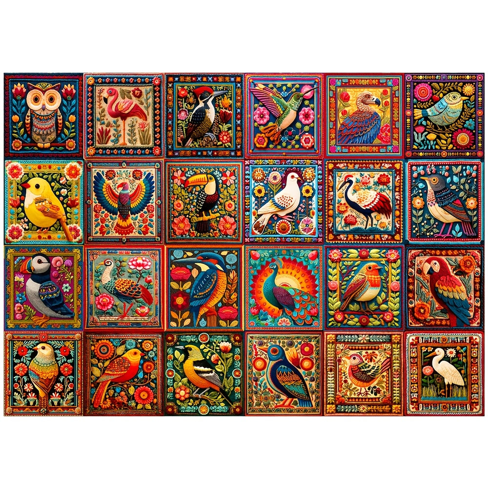 1000-Piece Bird Crochet Jigsaw Puzzle for Adults Difficult Animal Puzzle with Letters on Back Family Game Night Home Decor Gift for Men Women Birthday Christmas
