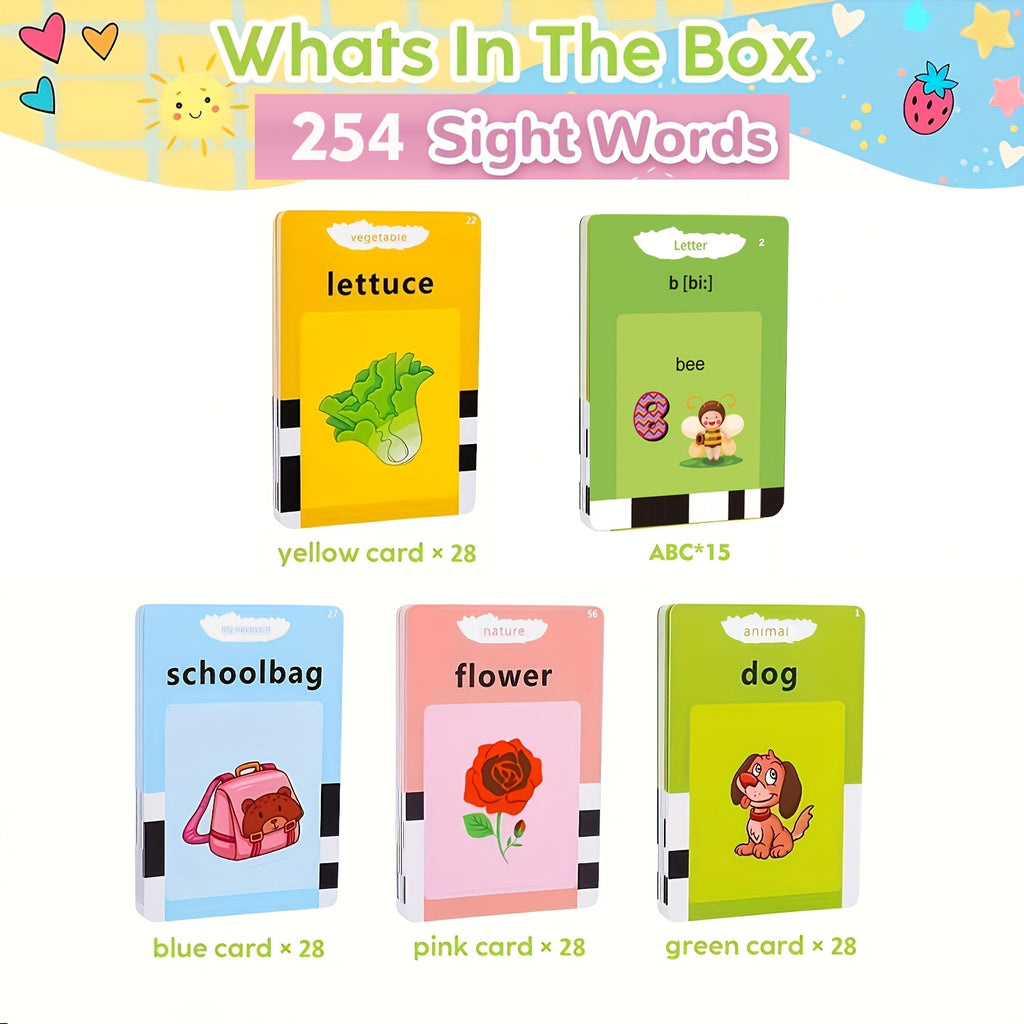 Talking Flash Cards for Kids 224-510 Words Preschool Language Learning Speech Therapy Autism Sensory Educational Toy Gift Boys Girls Ages 3-6