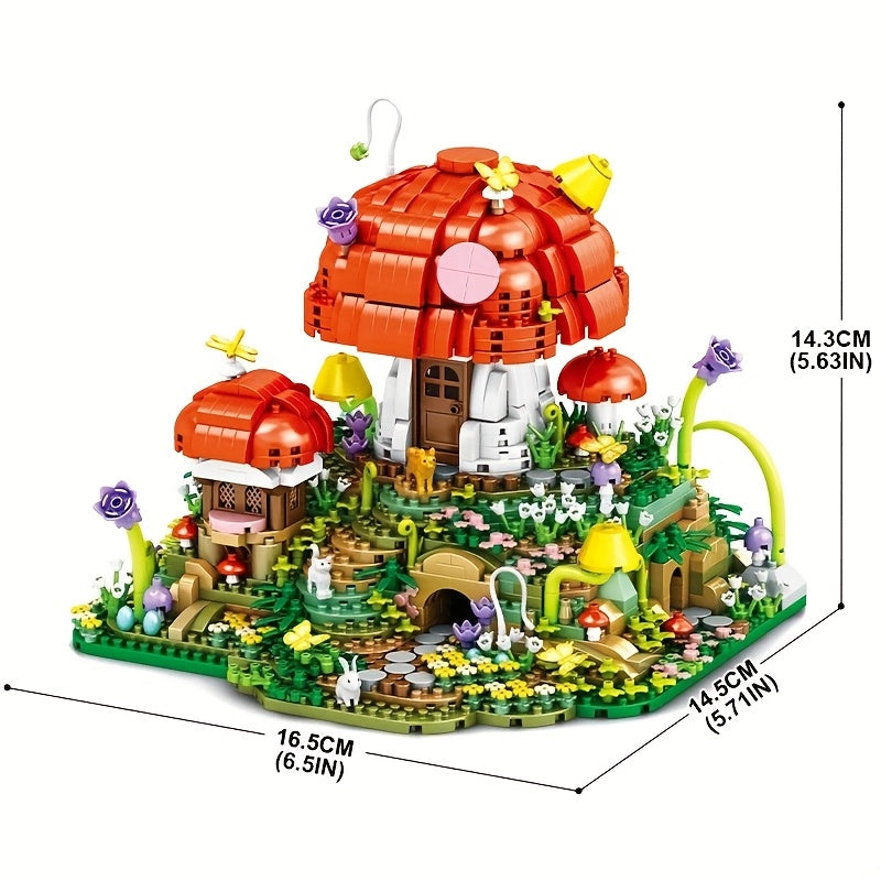 Fairy Mushroom House Building Blocks 2000+ Pieces, Mythical Miniature Architecture Assembly Model for Display, Creative STEM Building Toy for Adults Teens Ages 14+, Birthday Christmas Gift Women Girls