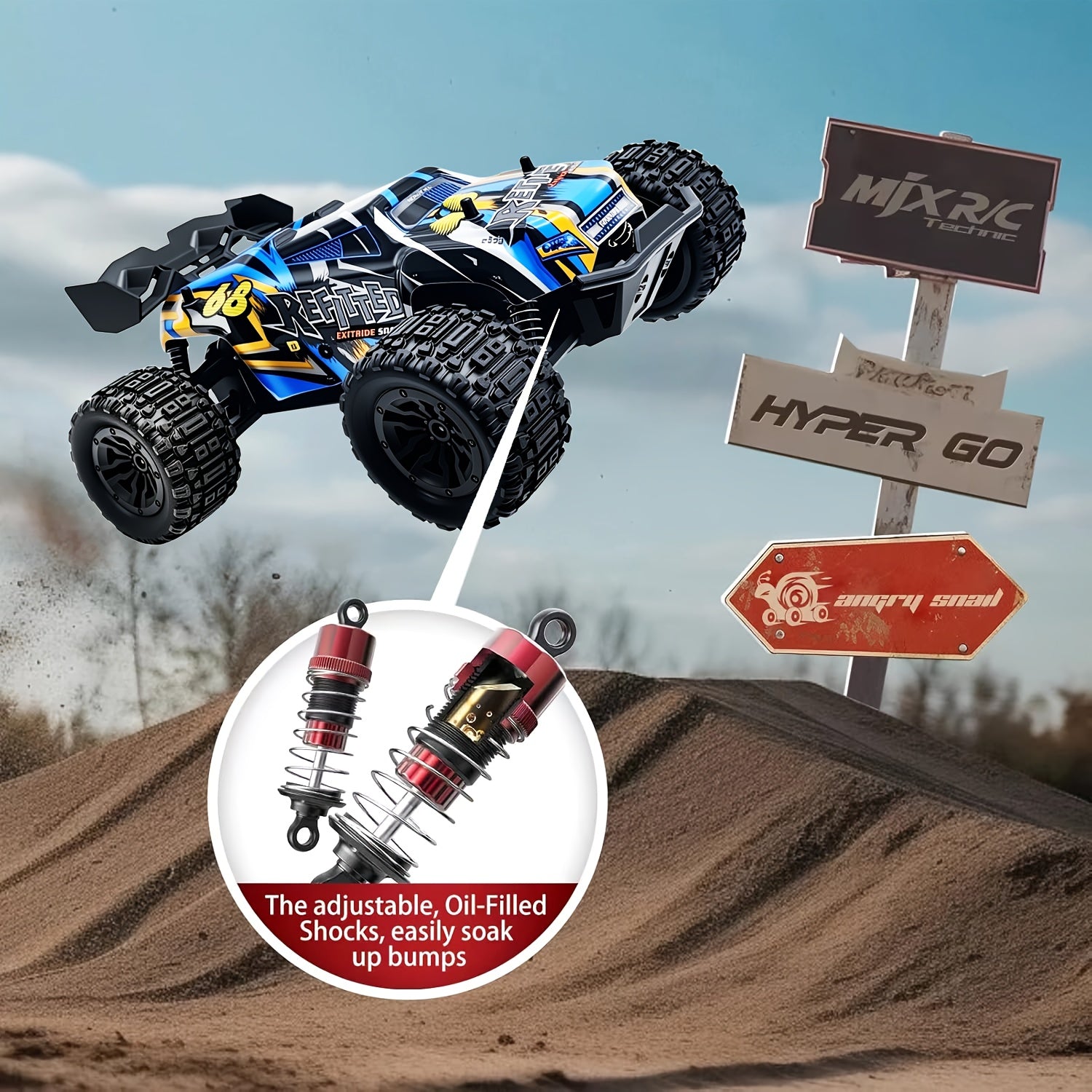 RC Monster Truck 4x4 All-Terrain High-Speed Remote Control Off-Road Car for Kids Adults, Birthday Christmas Holiday Gift for Boys Girls