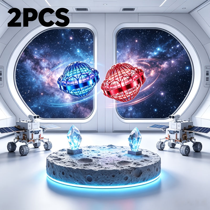 360 Rotating Flying Ball Toy 2-Pack Floating Hover Magic Handheld USB Rechargeable Indoor Outdoor Kids Boys Girls Teens Birthday Christmas Gift