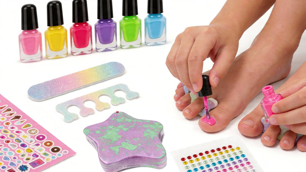 Pedicure Spa Play Set for Girls 320 Pieces Pretend Nail Salon Kit with Colorful Polishes Stickers Spa Party Self Care Toy Birthday Gift Ages 8 and Up