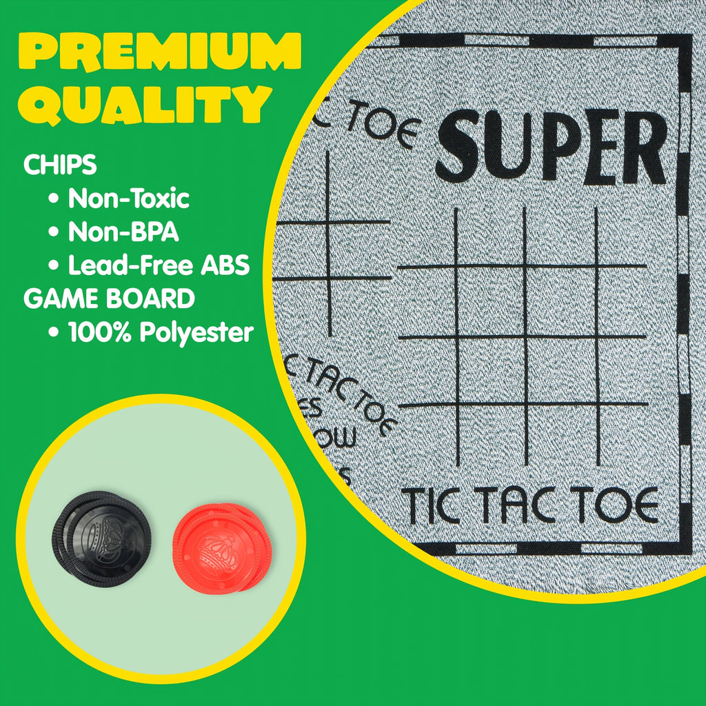 3-in-1 Giant Checkers and Tic Tac Toe Game Set with Reversible Mat 24 Oversized Chips Family Lawn Game Indoor Outdoor BBQ Party Easter Birthday Gift Ages 3+