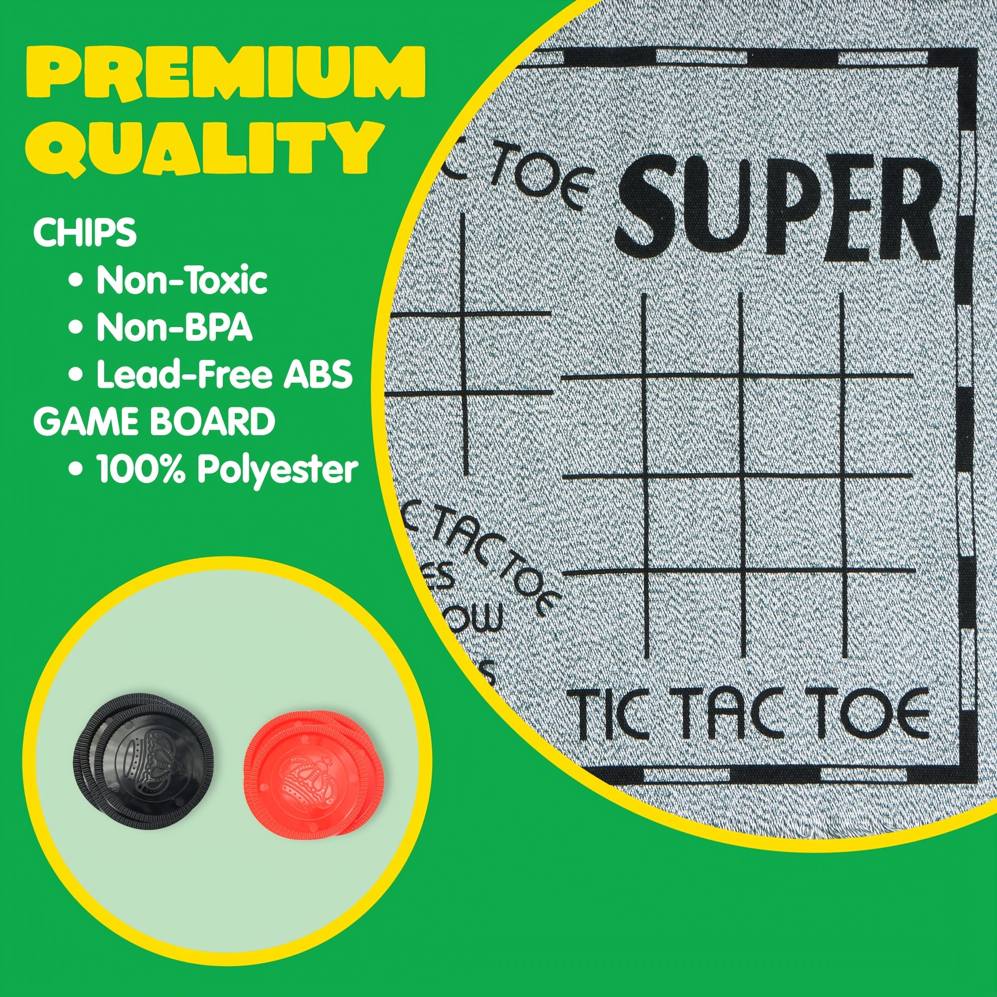 3-in-1 Giant Checkers and Tic Tac Toe Game Set with Reversible Mat 24 Oversized Chips Family Lawn Game Indoor Outdoor BBQ Party Easter Birthday Gift Ages 3+