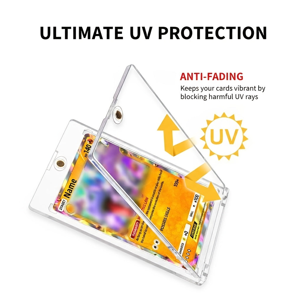Magnetic One-Touch Card Holder 35pt 90% UV Protection - Hard Plastic Trading Card Case for Baseball Football Pokemon Sports MTG Cards