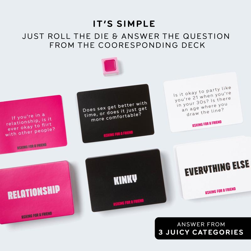 Girls Night Card Game for Adults, Asking For A Friend by Relatable with 300 Conversation Cards and 1 Die for Bachelorette Parties and Galentine's Gatherings