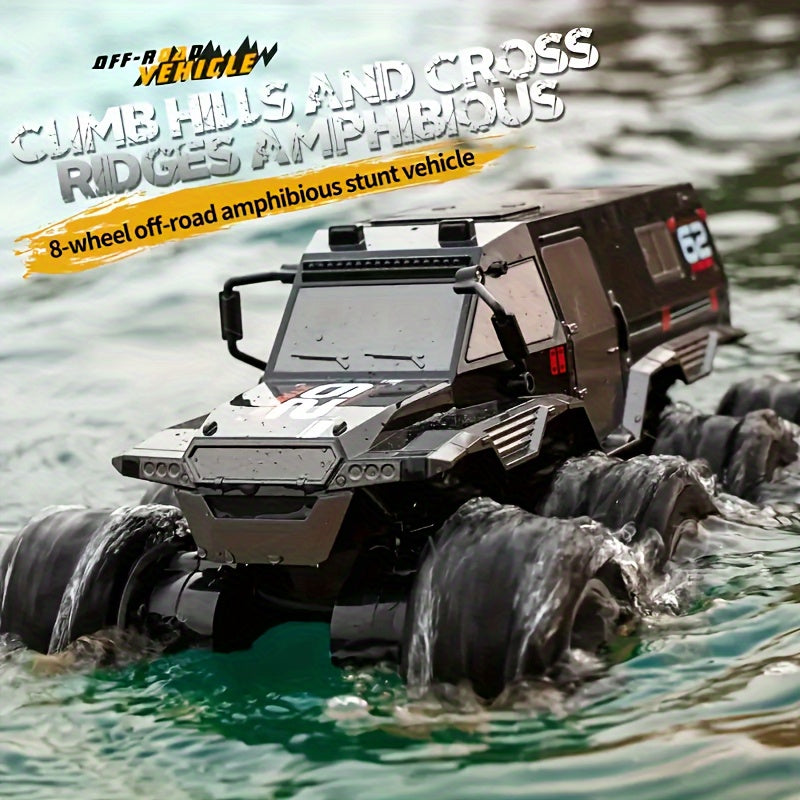 Amphibious RC Truck 8-Wheel Drive 4-Motor Armored Climbing Off-Road Vehicle, Oversized Remote Control Car for Kids Adults, Christmas Halloween Thanksgiving Gift