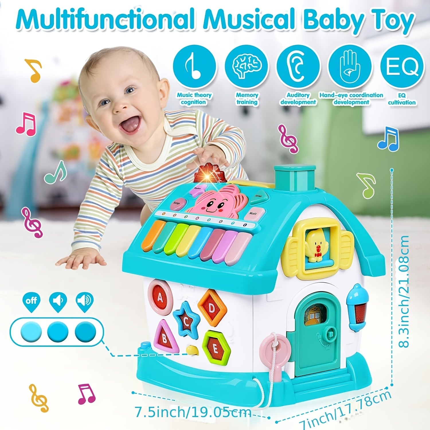 8-in-1 Musical House Baby Toy Multi-Functional Educational Enlightenment Toy - Birthday Gift for Baby Boys Girls Toddlers Pink