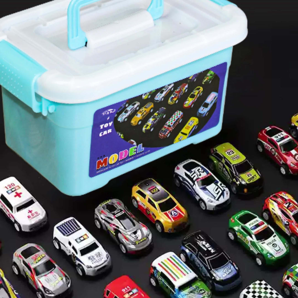 24-Piece Toy Car Set with Storage Box – Colorful Mini Vehicles for Kids Ages 3-12, Birthday & Holiday Gift for Boys & Girls