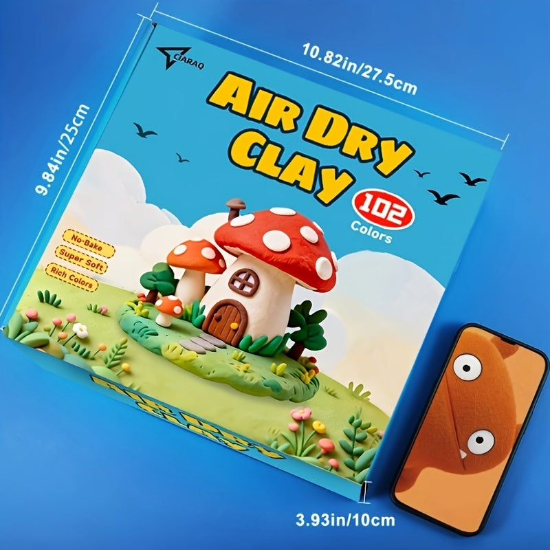 Air Dry Clay Kit 102 Colors – Modeling Clay with Sculpting Tools, Soft Ultra-Light Magic Clay for Kids & Adults, Ideal for Sculpture, Crafting & School Projects, Halloween Christmas Gift