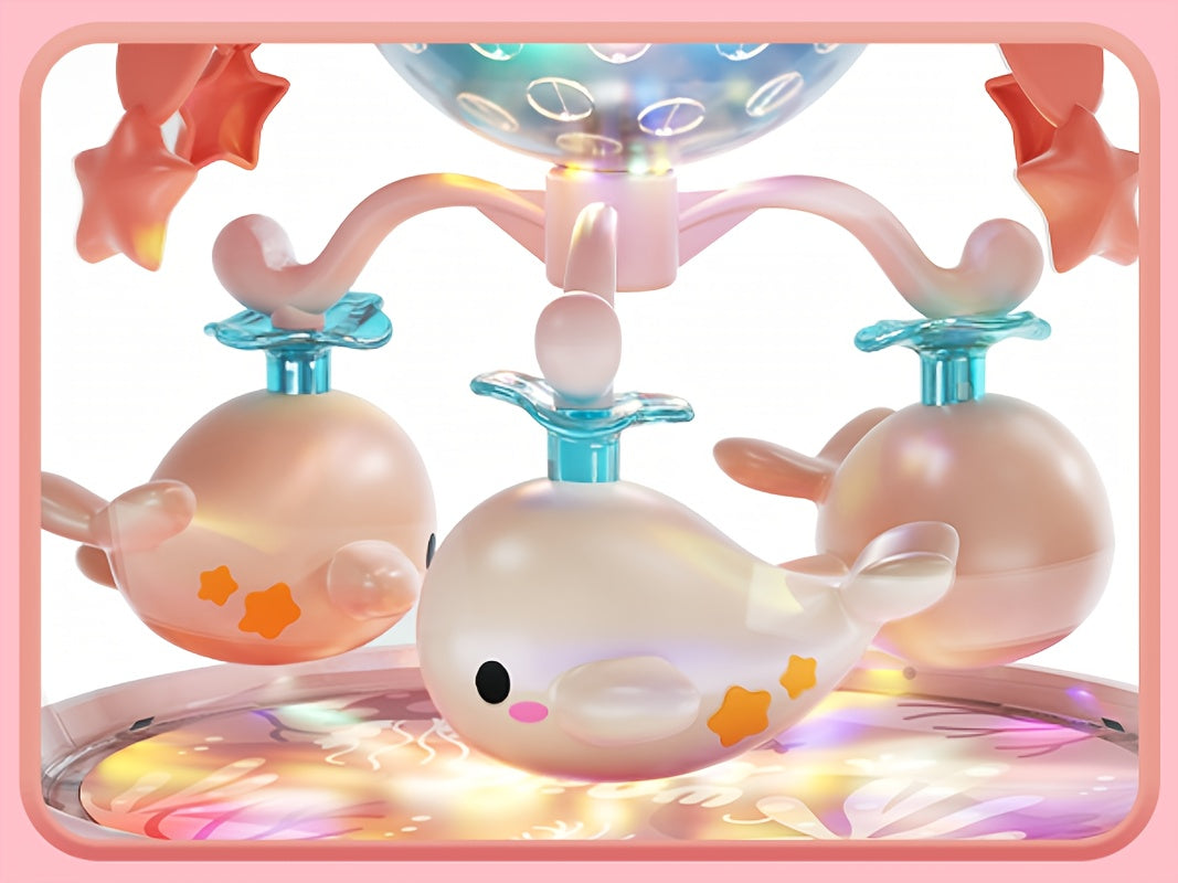 JOVOW Baby Rotating Projector Music Toy for 3 Months+ – Interactive Animal Sounds & Music, Multi-Functional Sensory Learning Toy for Infant Boys Girls, Party Music, Skills Development, Pink & Blue