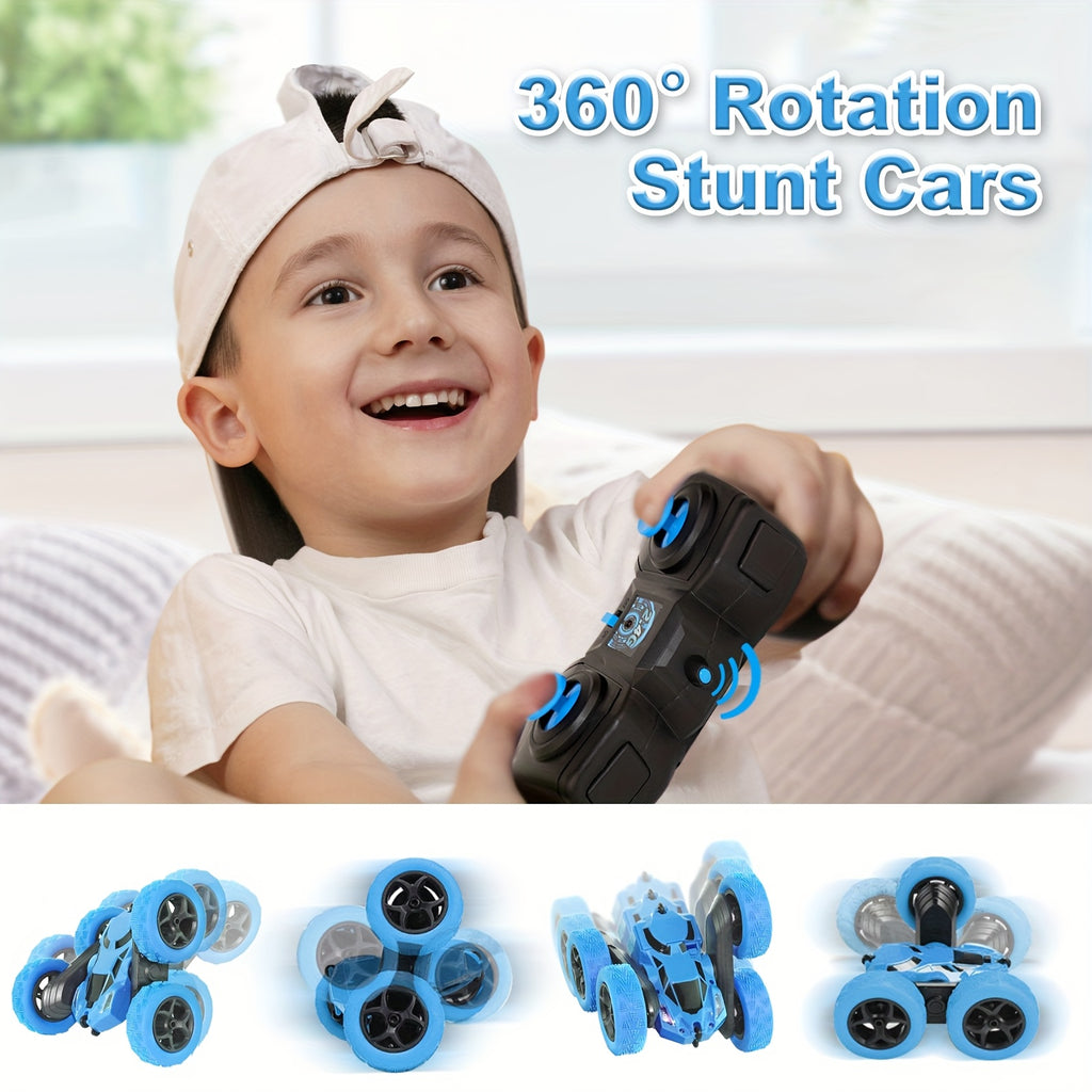 RC Stunt Car Double Sided 360 Flip 4WD Remote Control Car 2.4GHz LED Headlights 1400mAh Rechargeable Battery All Terrain Kids Boys Ages 6+ Birthday Christmas Gift