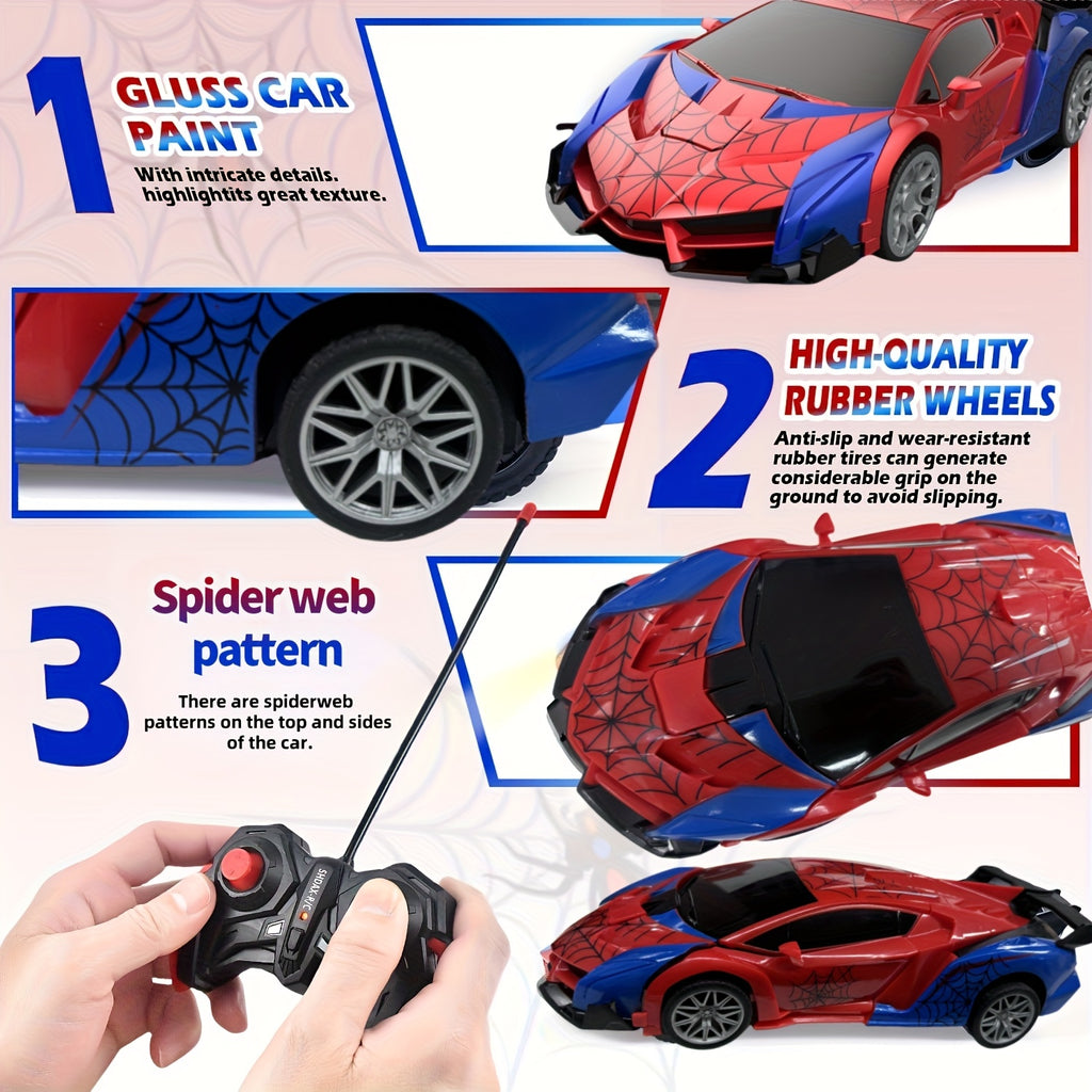 Spider Transform Robot RC Car 1:18 One-Button Deformation 2.4GHz LED Lights 360 Drift 45M Range Auto Demo Kids Boys Girls Ages 6+ Birthday Christmas Gift