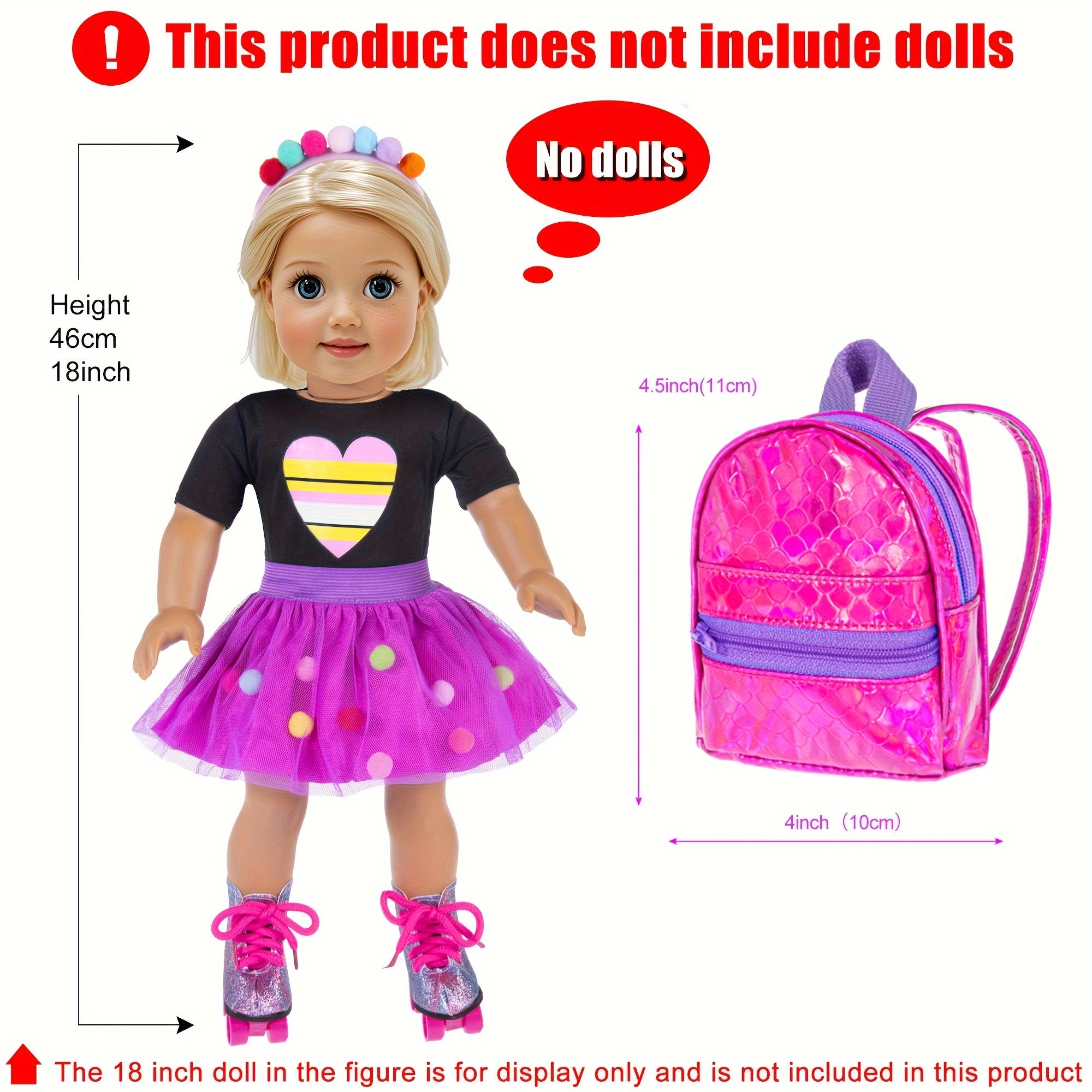 18 Inch Doll Travel Set 25 Piece Unicorn Accessories – Suitcase Roller Skates Outfit Backpack Passport for 18 Inch Dolls No Doll Girls Ages 3+ Birthday Christmas Gift
