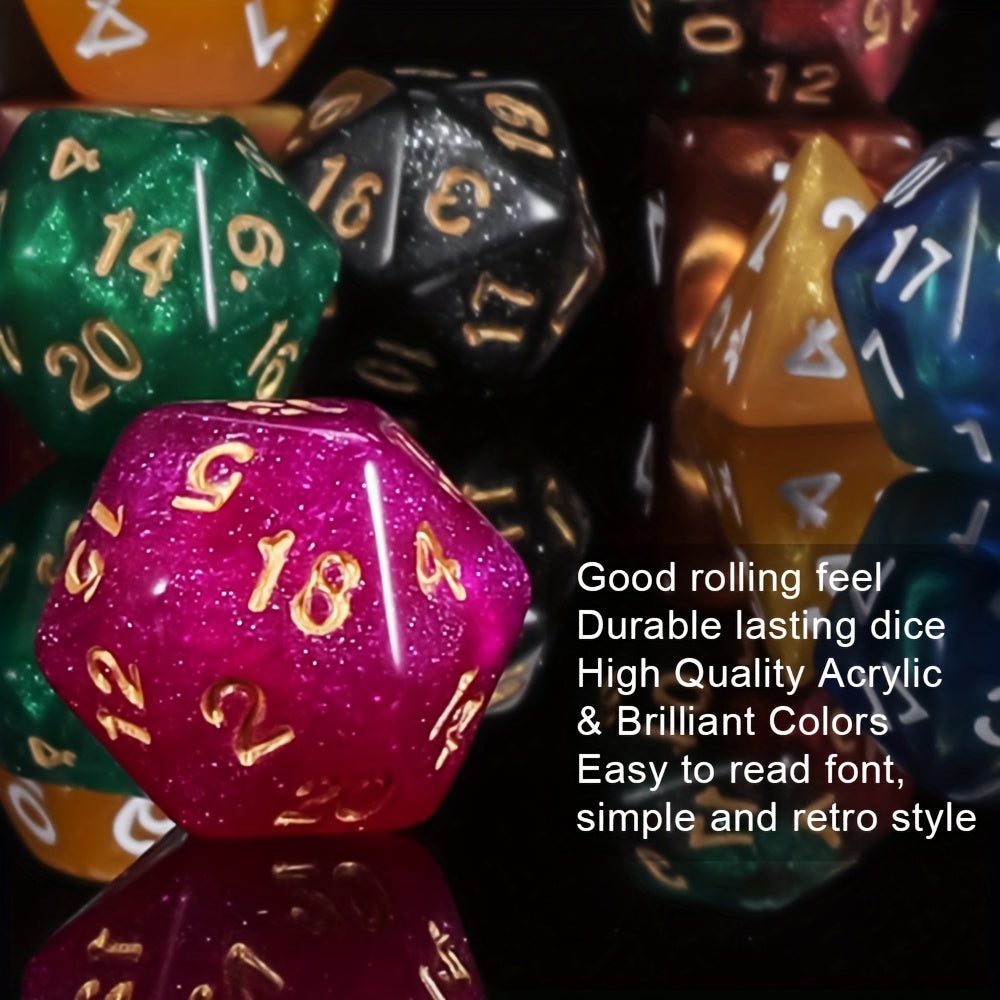 141pcs DND Polyhedral Dice Set 20 Complete 7-Die Sets Double Color Acrylic Dice with Velvet Bag for D&D RPG MTG Pathfinder Tabletop Games Halloween Christmas Gift