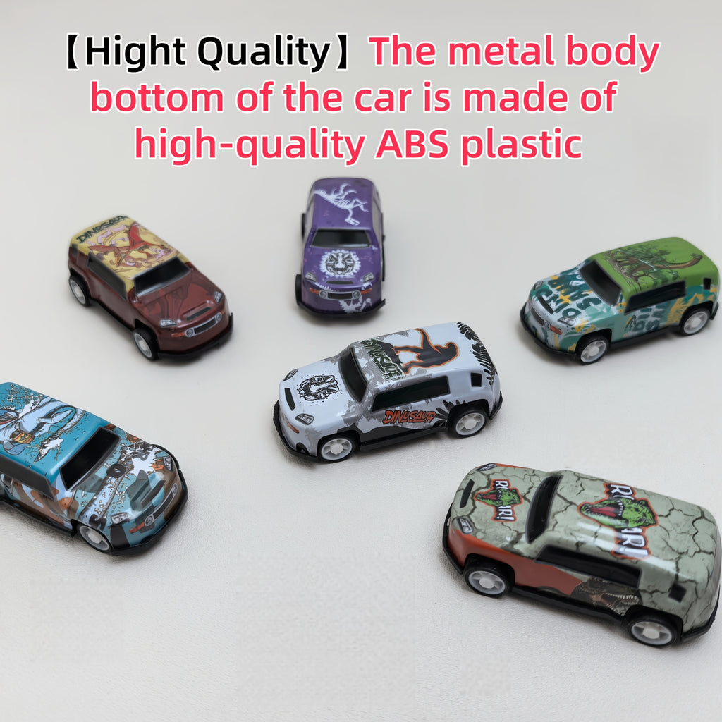 Dinosaur Toy Car Set 29-30pcs Pull Back Mini Racing Cars with City Traffic Map T-Rex Spinosaurus Figures No Battery Kids Party Favors Boys Girls Ages 3+ Gift