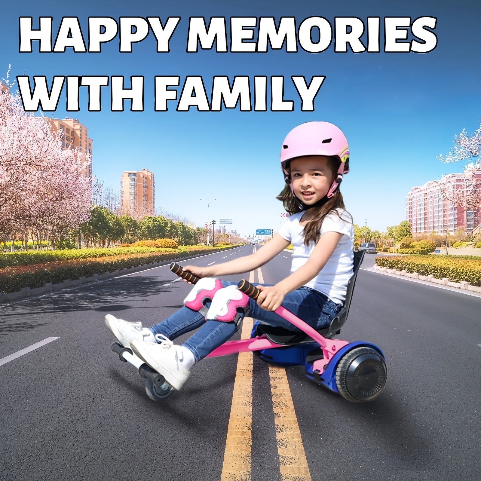 Hoverboard Go Kart Attachment for 6.5"-10" Hoverboards – Kids Hover Cart Seat Conversion Kit with Off-Road Tires, Shock Absorber & 360° Steering – Birthday Christmas Gift (Hoverboard Not Included)