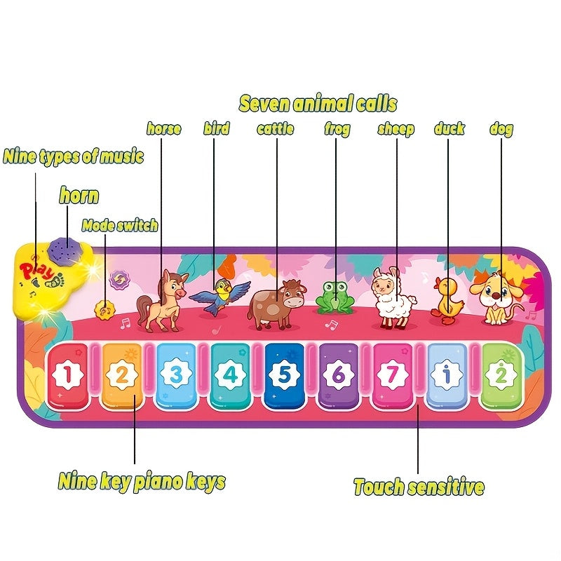 Kids Music Pedal Piano Toy with Animal Sounds & Imitation Play – Multifunctional Educational Early Childhood Musical Toy for Toddlers Boys Girls