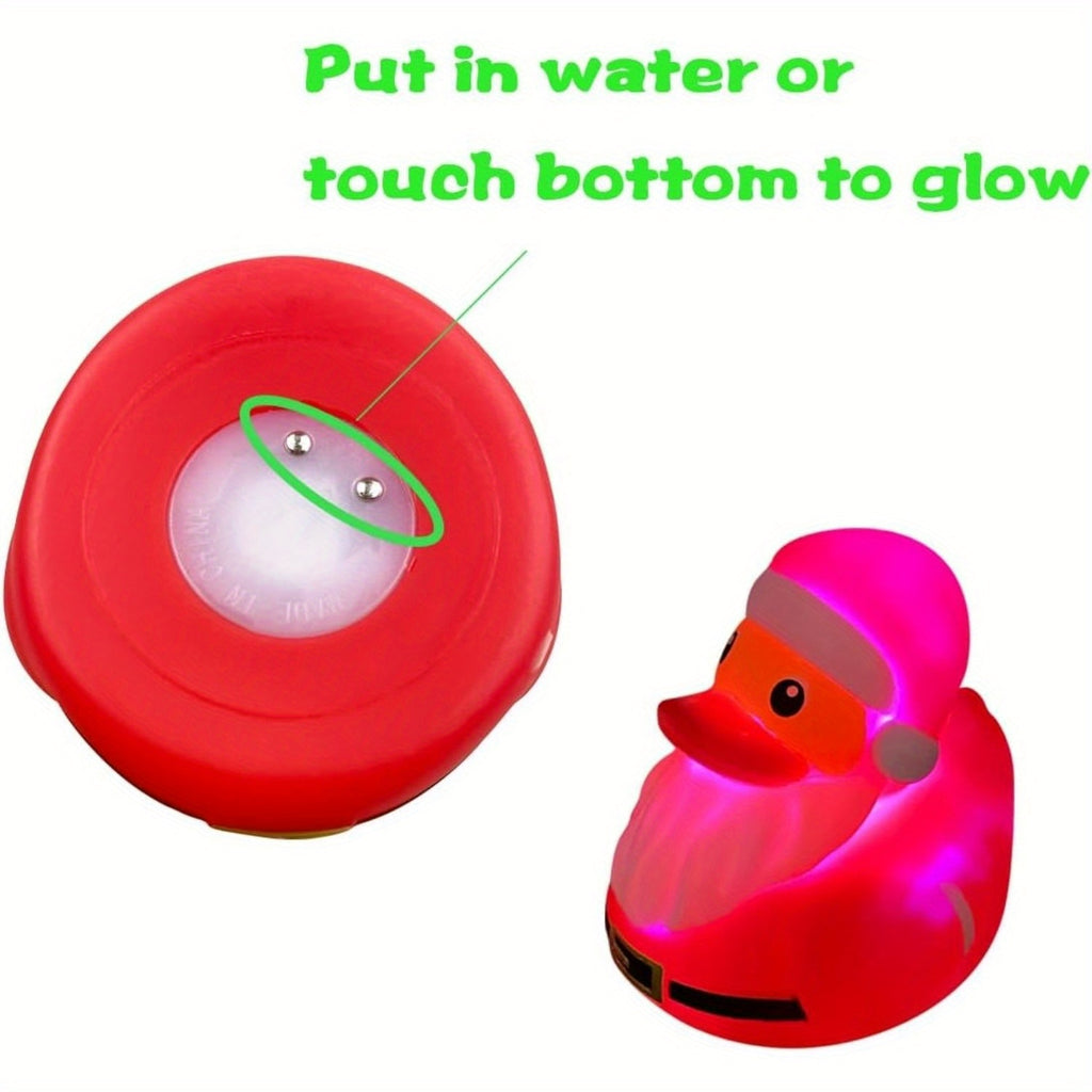 Light Up Duck Bath Toys for Toddlers - Flashing LED Rubber Ducks for Baby Bath Time, Pool & Water Play, Fun Birthday Christmas Halloween Gift for Boys Girls Ages 1-5, Random Colors, 4-Pack