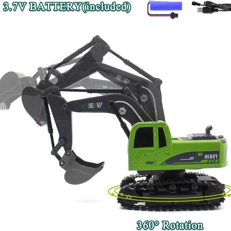 RC Flatbed Truck and Excavator Toy Set, 1:12 Scale 2.4GHz Rechargeable Construction Transporter with Lights, Sounds and Movable Digging Arm for Kids