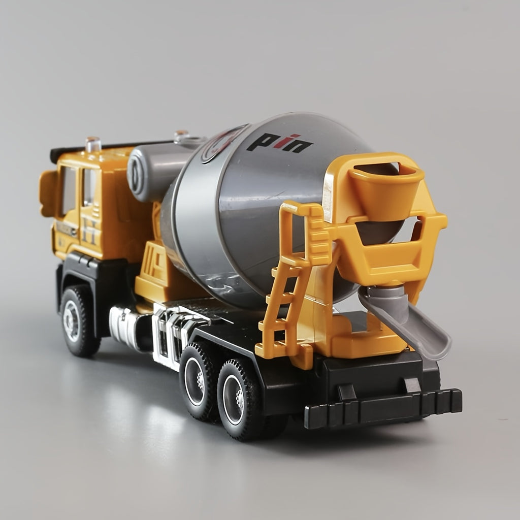Alloy Construction Vehicles Set for Kids 5.8" – Metal Inertia Excavator Dump Truck Cement Mixer Crane Engineering Toy, No Battery Gift for Boys Ages 3+