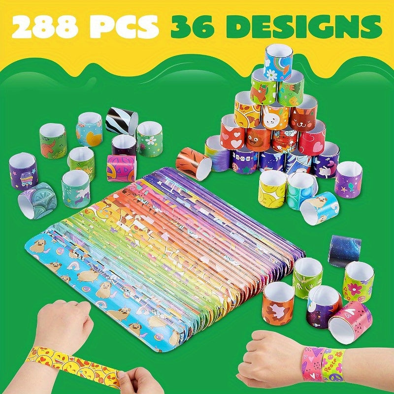 Slap Bracelets Party Favors 288 Pack 36 Designs Unicorn Mermaid Kids Bulk Goodie Bag Fillers Easter Halloween Valentine Classroom Prizes Birthday Party Gifts