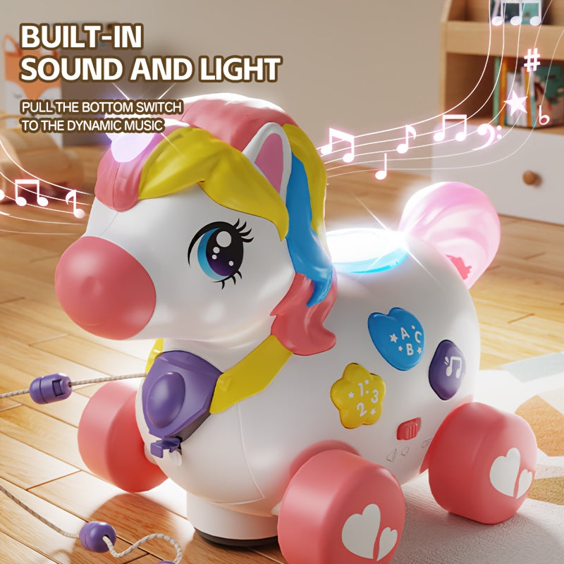 7-in-1 Musical Baby Crawl & Pull Toy for 6-12-18 Months - Multi-Functional Infant Learning Toy with Music, Christmas Birthday Gift for 1-2 Year Old Boys Girls