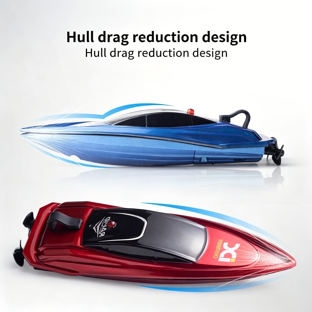RC Boat Toy 2.4G 4-Channel Mini Remote Control Racing Boat with LED Dynamic Lights Durable Hull – Kids Summer Water Play Gift Boys Girls