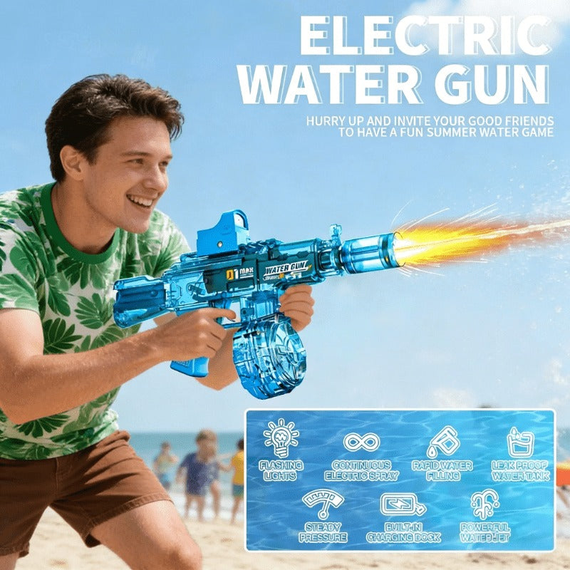 Large Capacity Electric Water Gun Automatic Spray, High-Power Squirt Gun for Pool Beach Lawn, Summer Outdoor Water Battle Toy Gift for Kids Adults Birthday Party