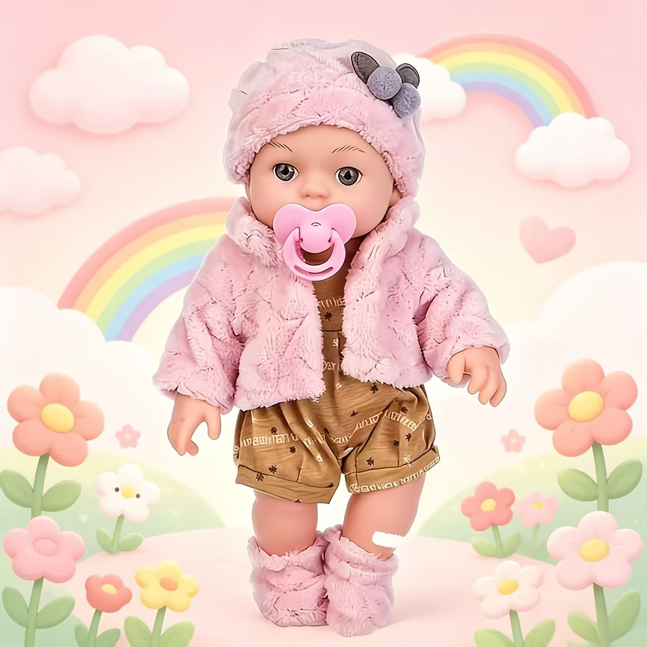 Reborn Baby Doll 12 Inch Lifelike Soft Body Newborn – Realistic Doll with Hat Socks Pacifier Gift for Girls Birthday Christmas Halloween Party Play Ages 3+