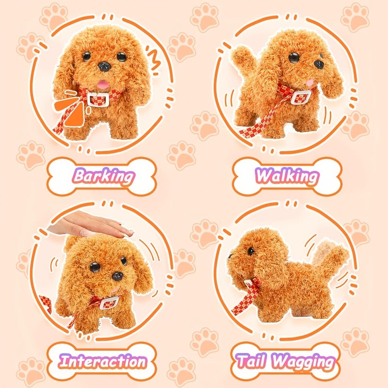 Interactive Robotic Dog Plush Toy – Electric Walking Pet Dog with Realistic Sounds, Sits Stands Cuddles, Smart Educational Toy for Kids Ages 3+, Birthday Gift for Boys Girls